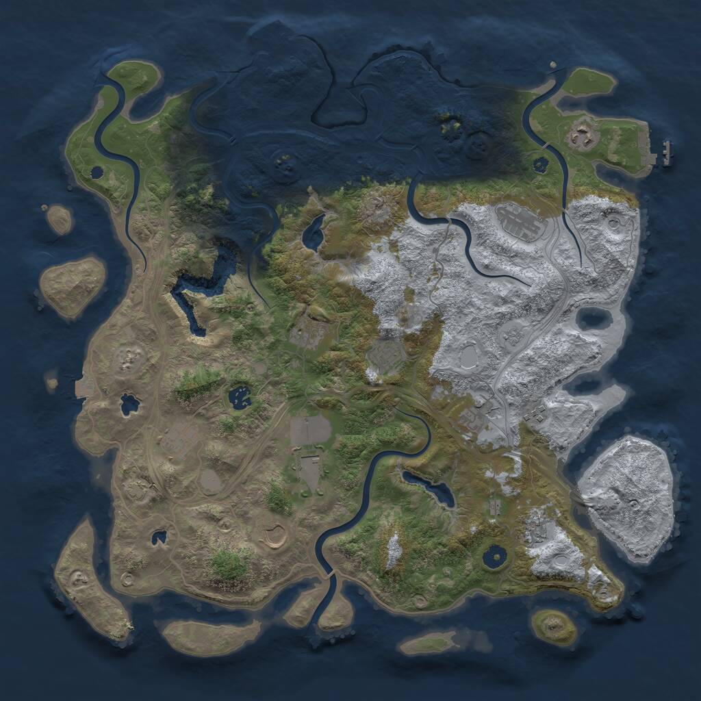 Rust Map: Procedural Map, Size: 4500, Seed: 594464566, 17 Monuments