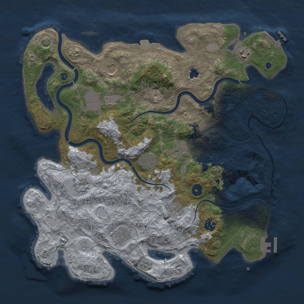 Rust Map: Procedural Map, Size: 4000, Seed: 434299581, 16 Monuments