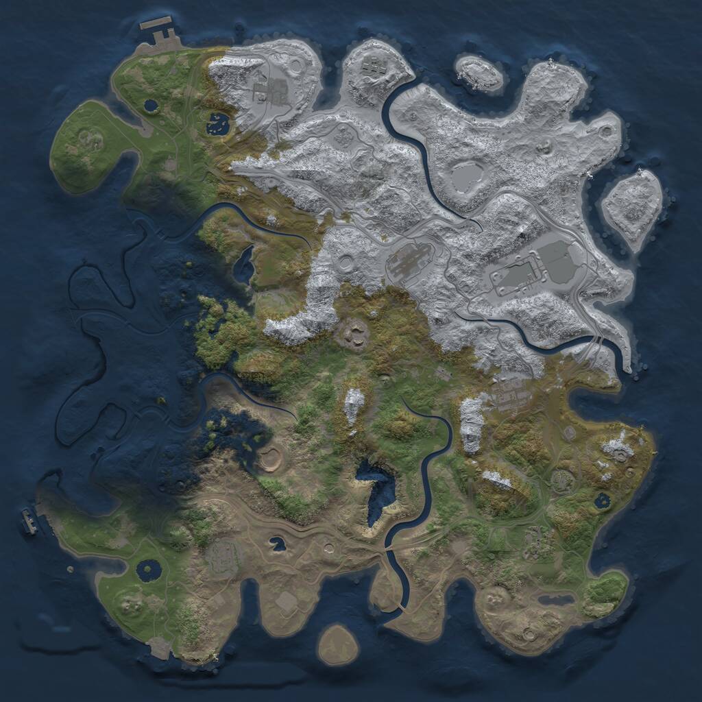 Rust Map: Procedural Map, Size: 4446, Seed: 987654, 16 Monuments