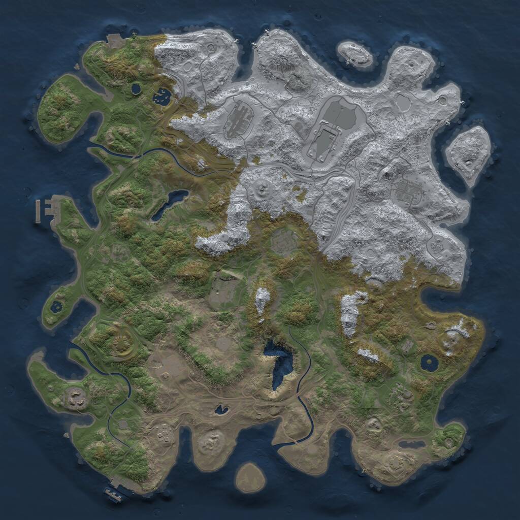 Rust Map: Procedural Map, Size: 4446, Seed: 987654, 16 Monuments