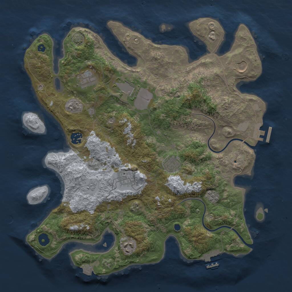 Rust Map: Procedural Map, Size: 3700, Seed: 191130348, 14 Monuments