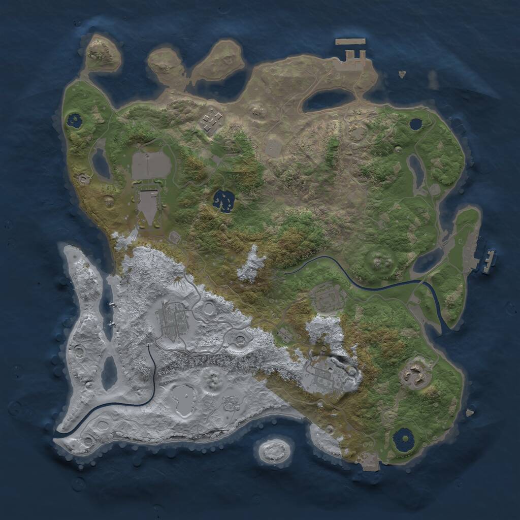 Rust Map: Procedural Map, Size: 3500, Seed: 93619352, 13 Monuments