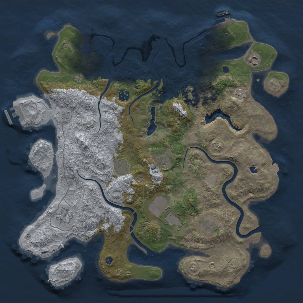 Rust Map: Procedural Map, Size: 4000, Seed: 405868136, 14 Monuments