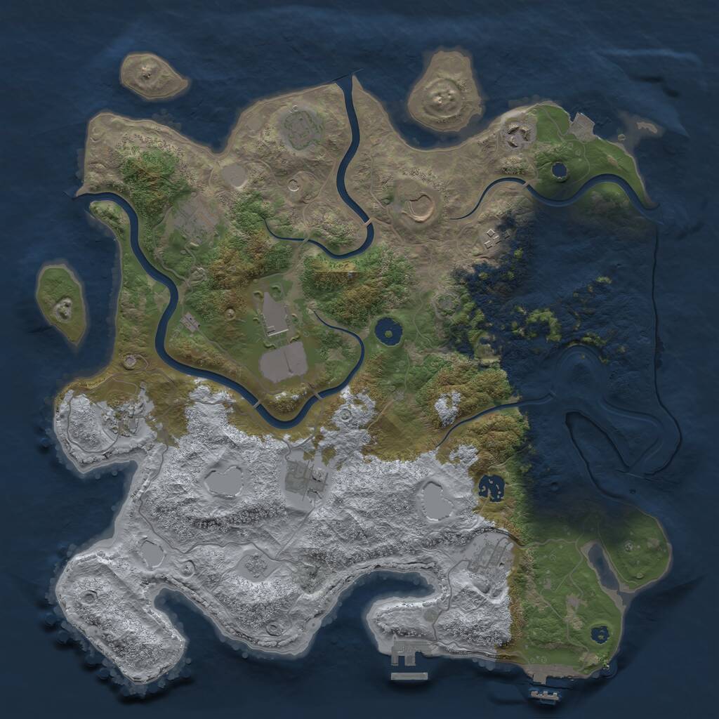 Rust Map: Procedural Map, Size: 3969, Seed: 2147483647, 16 Monuments