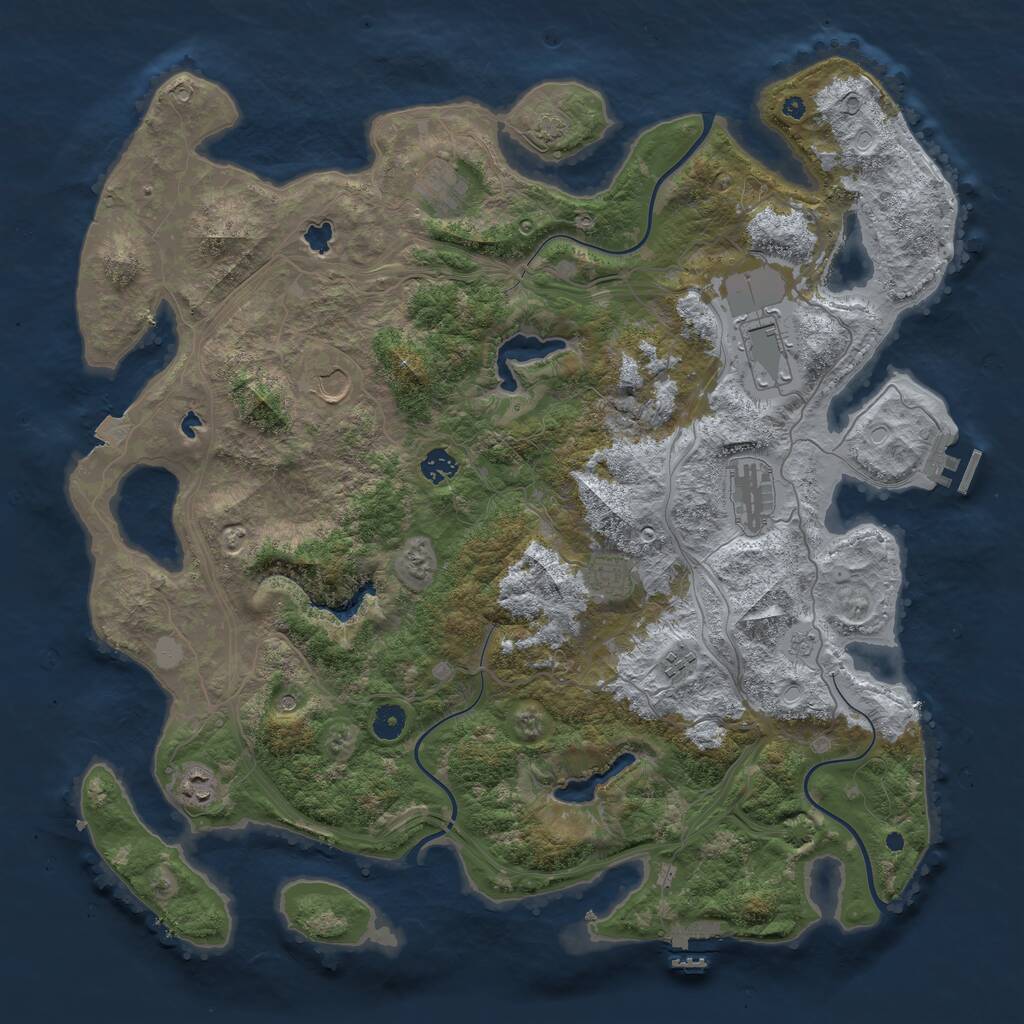 Rust Map: Procedural Map, Size: 4500, Seed: 1398242729, 14 Monuments