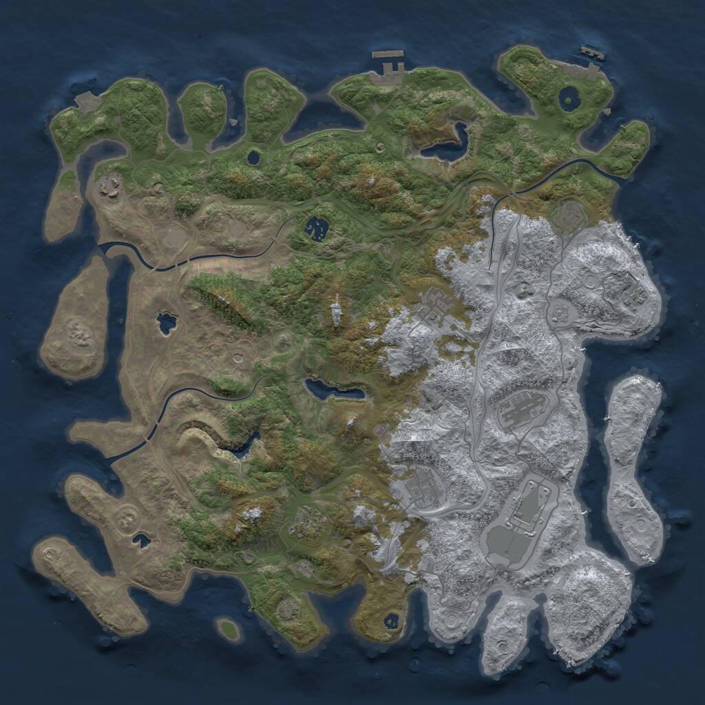 Rust Map: Procedural Map, Size: 4500, Seed: 644391063, 15 Monuments