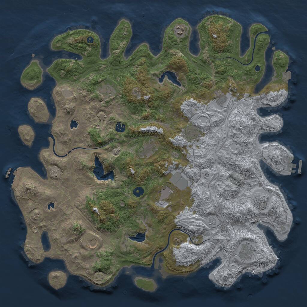 Rust Map: Procedural Map, Size: 4500, Seed: 1682567639, 17 Monuments