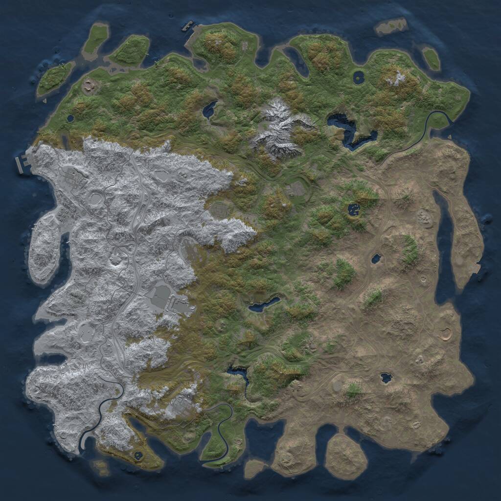 Rust Map: Procedural Map, Size: 6000, Seed: 832593836, 17 Monuments