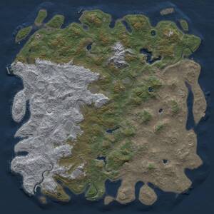 Thumbnail Rust Map: Procedural Map, Size: 6000, Seed: 832593836, 17 Monuments