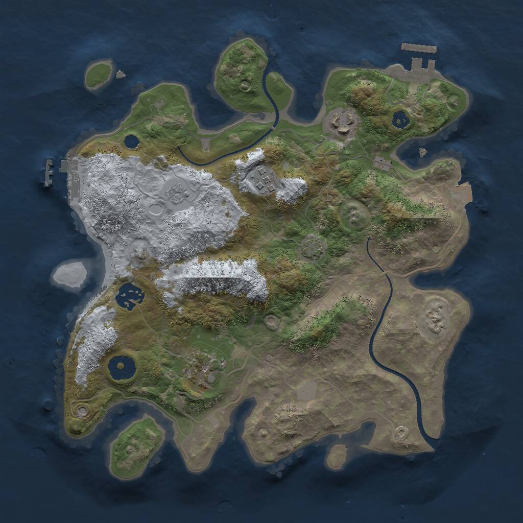 Rust Map: Procedural Map, Size: 3000, Seed: 28797, 9 Monuments