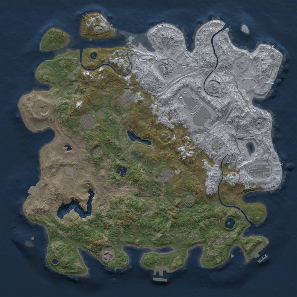 Rust Map: Procedural Map, Size: 4250, Seed: 870952, 16 Monuments