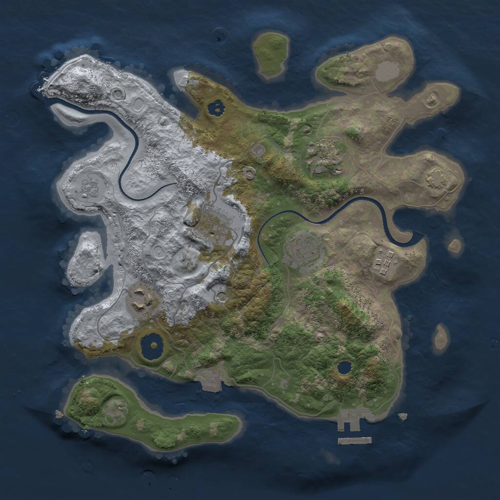 Rust Map: Procedural Map, Size: 3000, Seed: 1006178880, 10 Monuments