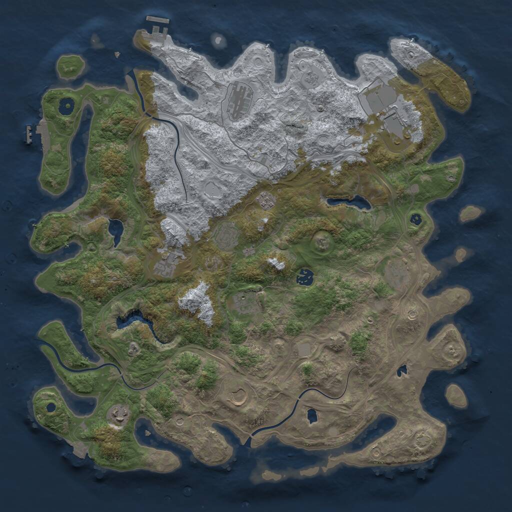 Rust Map: Procedural Map, Size: 4500, Seed: 1691926224, 16 Monuments