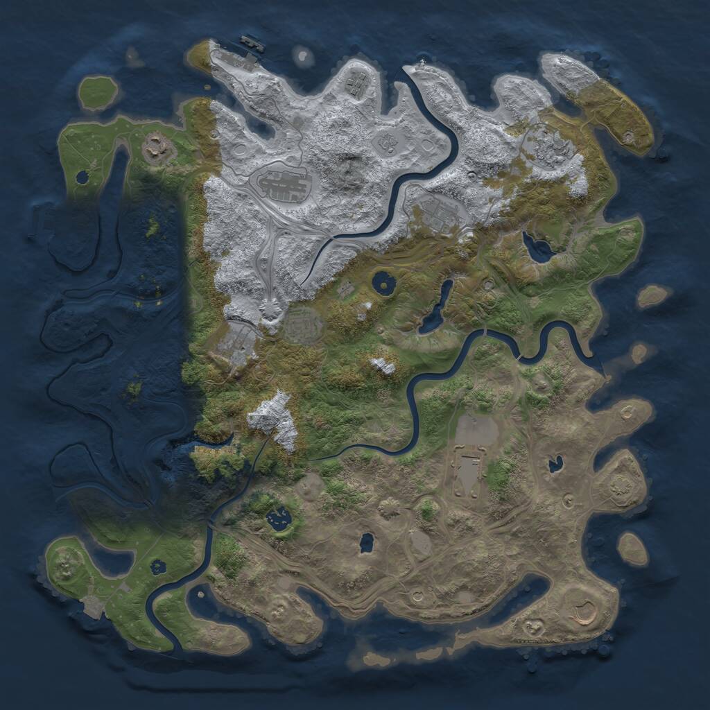 Rust Map: Procedural Map, Size: 4500, Seed: 1691926224, 16 Monuments