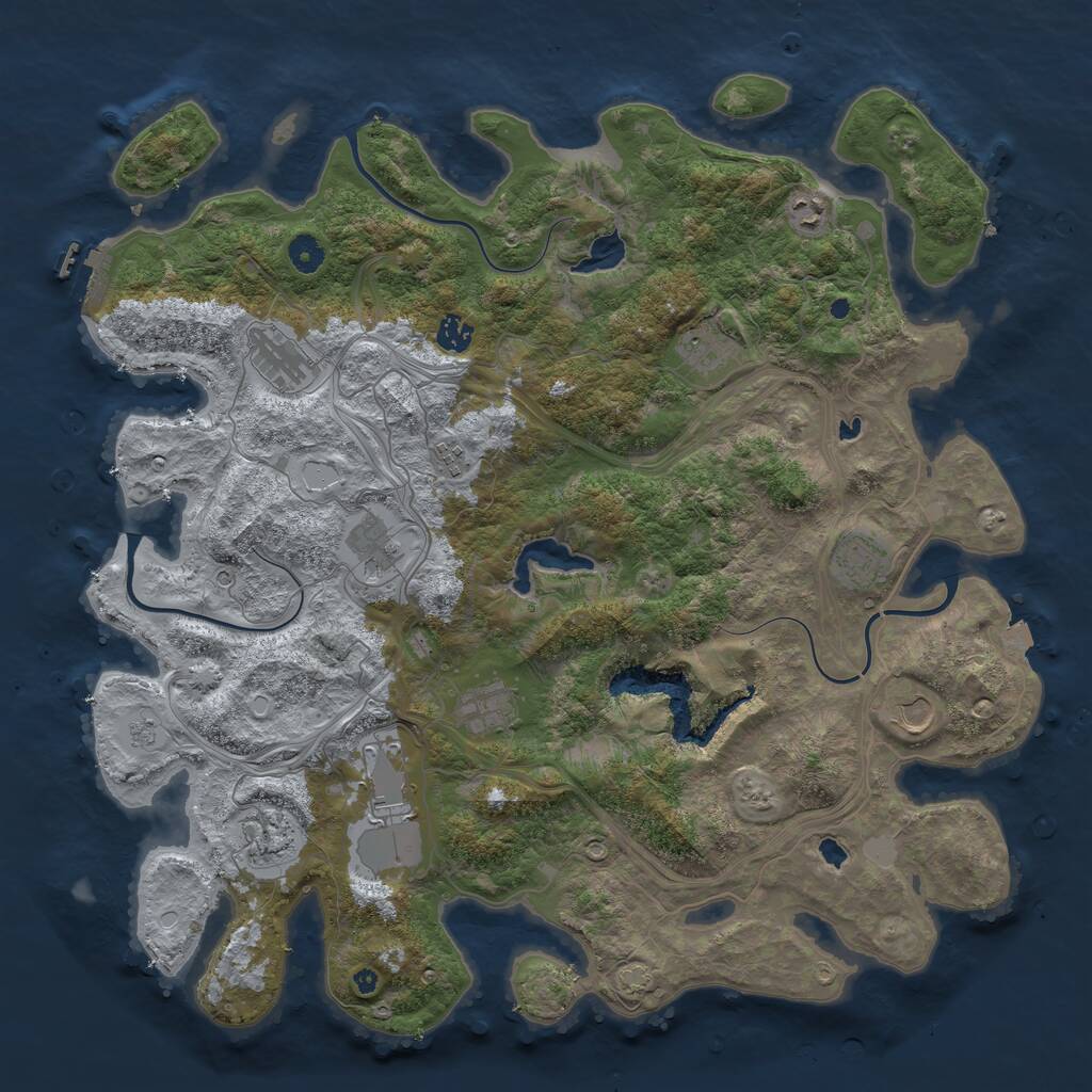 Rust Map: Procedural Map, Size: 4500, Seed: 1620152262, 16 Monuments