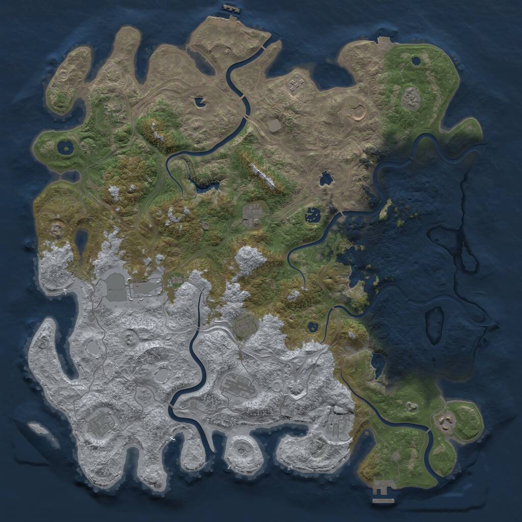 Rust Map: Procedural Map, Size: 4900, Seed: 3, 17 Monuments