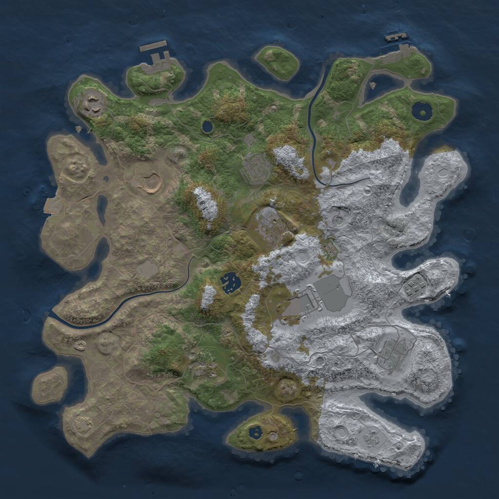 Rust Map: Procedural Map, Size: 3700, Seed: 42120331, 15 Monuments