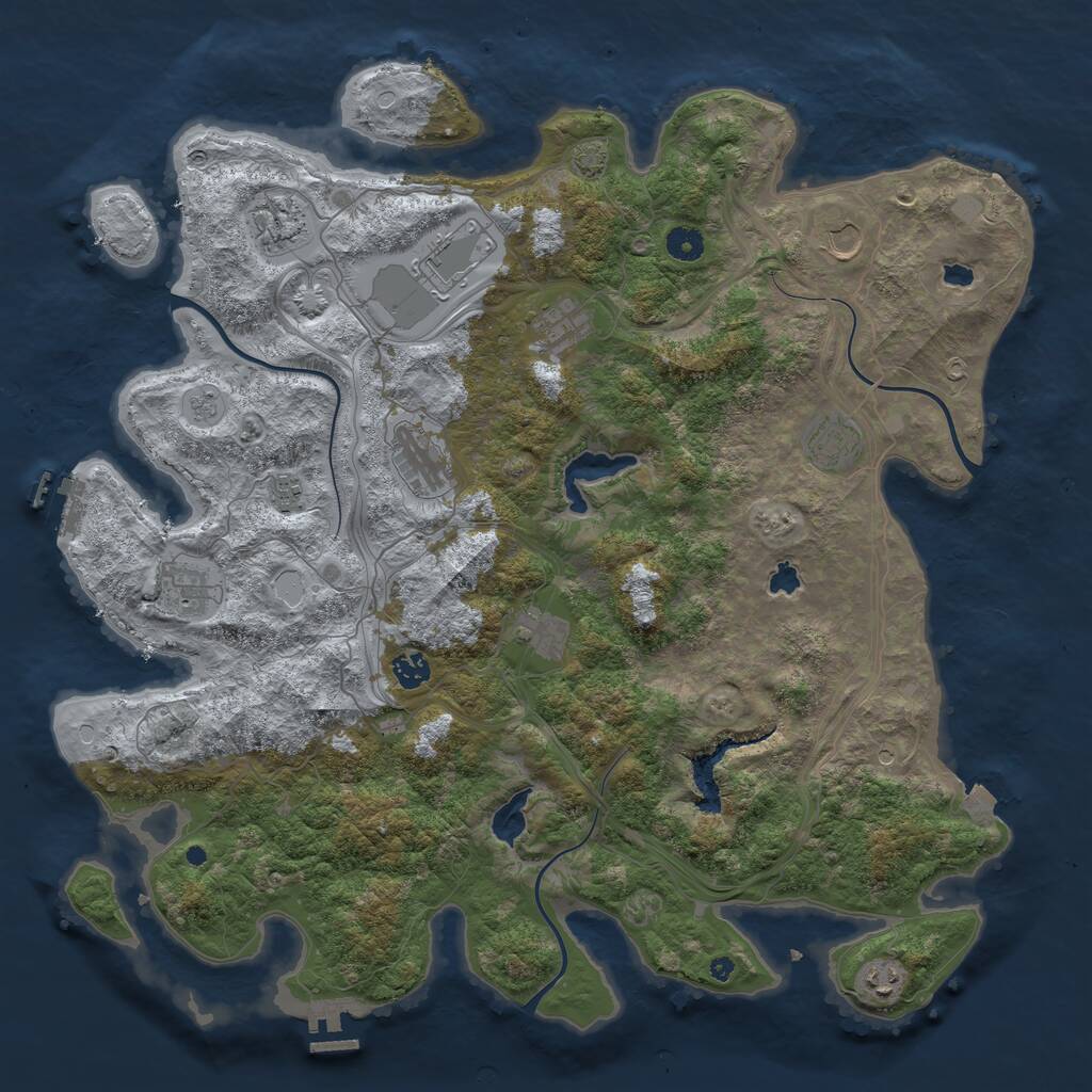 Rust Map: Procedural Map, Size: 4500, Seed: 31050606, 17 Monuments