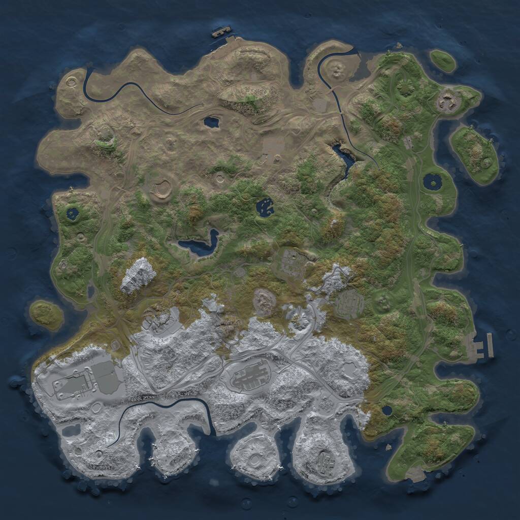 Rust Map: Procedural Map, Size: 4250, Seed: 989952926, 16 Monuments