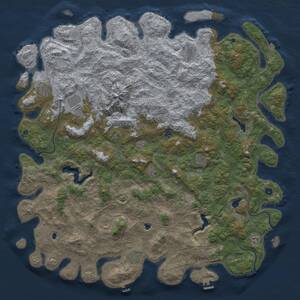 Thumbnail Rust Map: Procedural Map, Size: 6000, Seed: 988614800, 17 Monuments