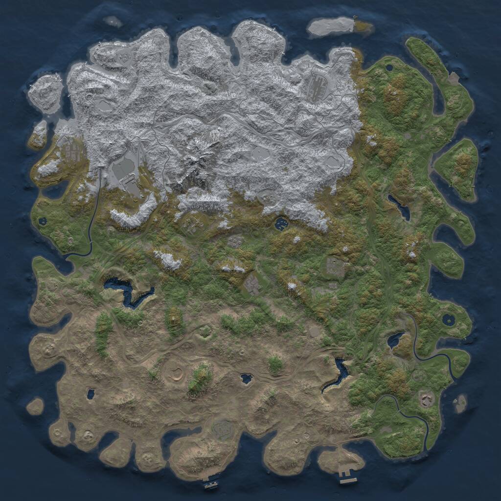 Rust Map: Procedural Map, Size: 6000, Seed: 988614800, 17 Monuments