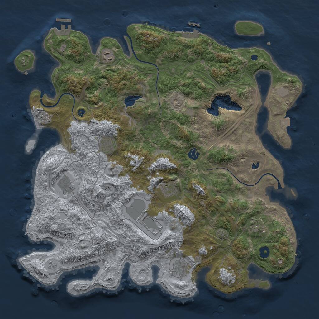 Rust Map: Procedural Map, Size: 4250, Seed: 1957652079, 15 Monuments