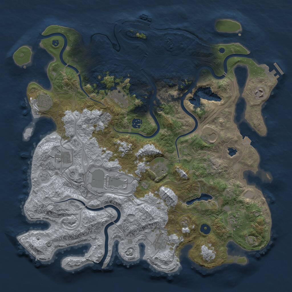 Rust Map: Procedural Map, Size: 4250, Seed: 1957652079, 17 Monuments