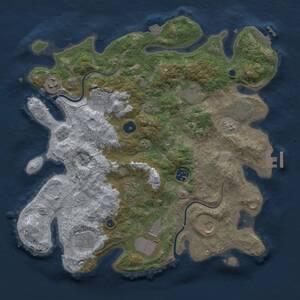 Thumbnail Rust Map: Procedural Map, Size: 3750, Seed: 1231906257, 16 Monuments