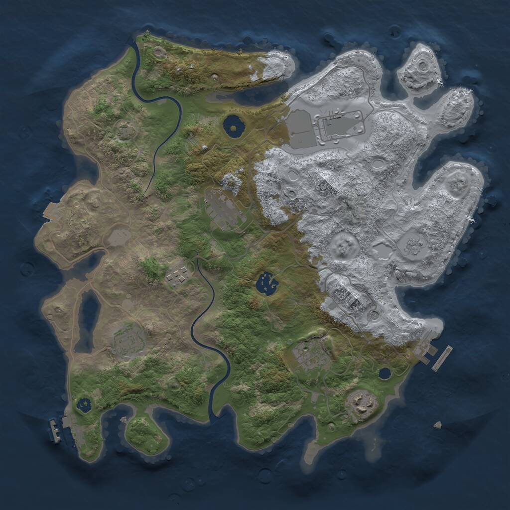 Rust Map: Procedural Map, Size: 3500, Seed: 600282661, 13 Monuments