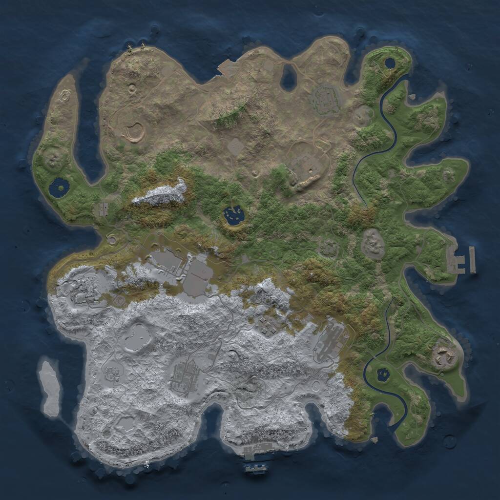 Rust Map: Procedural Map, Size: 3750, Seed: 824104409, 15 Monuments