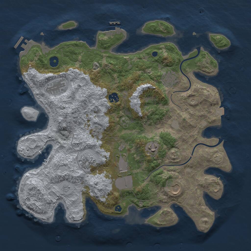 Rust Map: Procedural Map, Size: 3750, Seed: 19487246, 14 Monuments