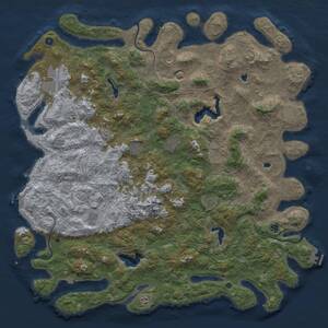 Thumbnail Rust Map: Procedural Map, Size: 6000, Seed: 21649, 17 Monuments