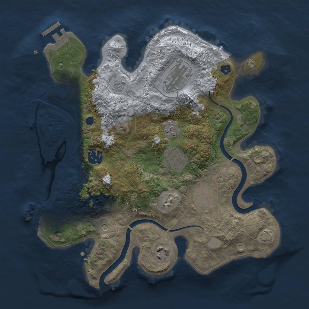 Rust Map: Procedural Map, Size: 3000, Seed: 1196296706, 12 Monuments