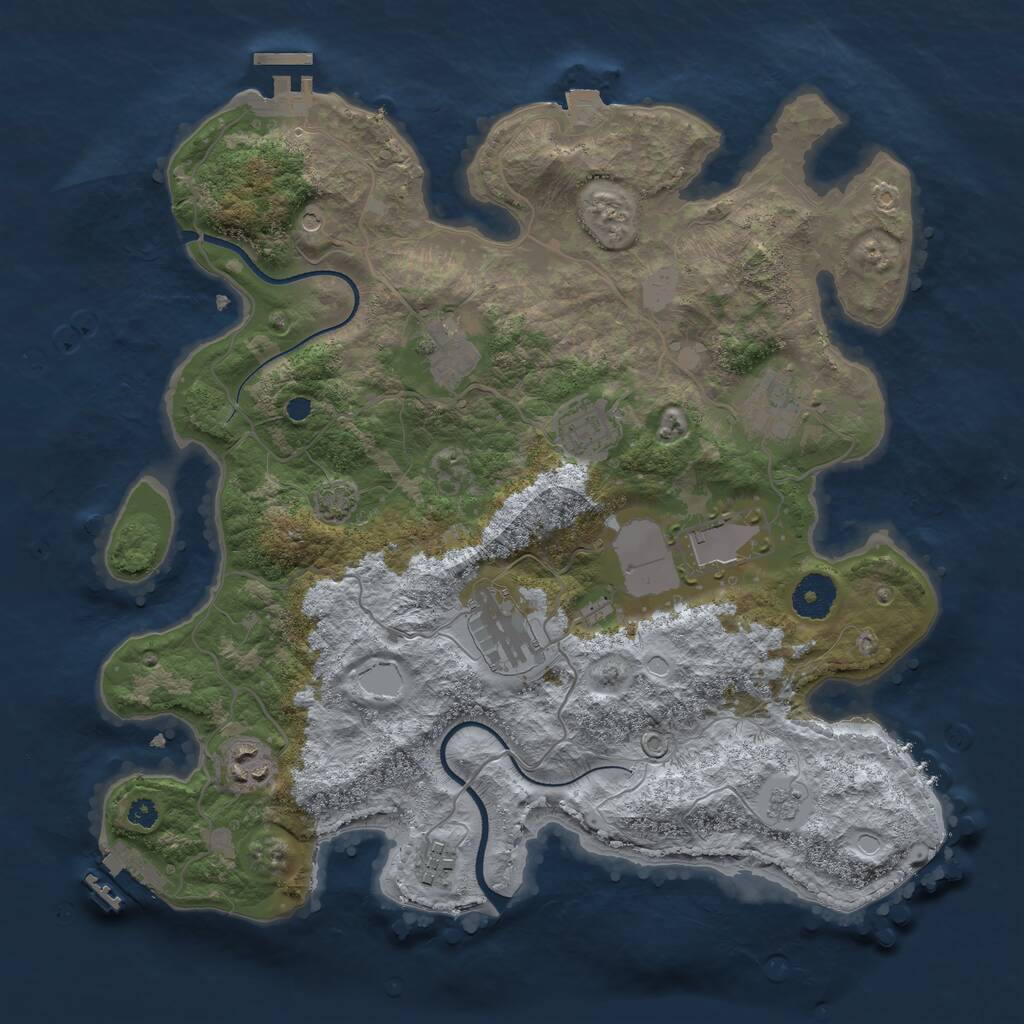 Rust Map: Procedural Map, Size: 3500, Seed: 895980383, 13 Monuments