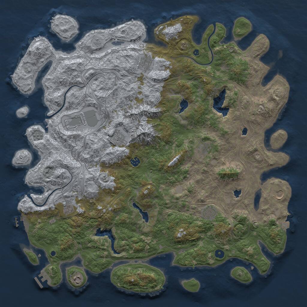 Rust Map: Procedural Map, Size: 5000, Seed: 1876320338, 16 Monuments