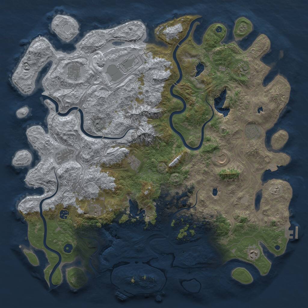 Rust Map: Procedural Map, Size: 5000, Seed: 1876320338, 17 Monuments