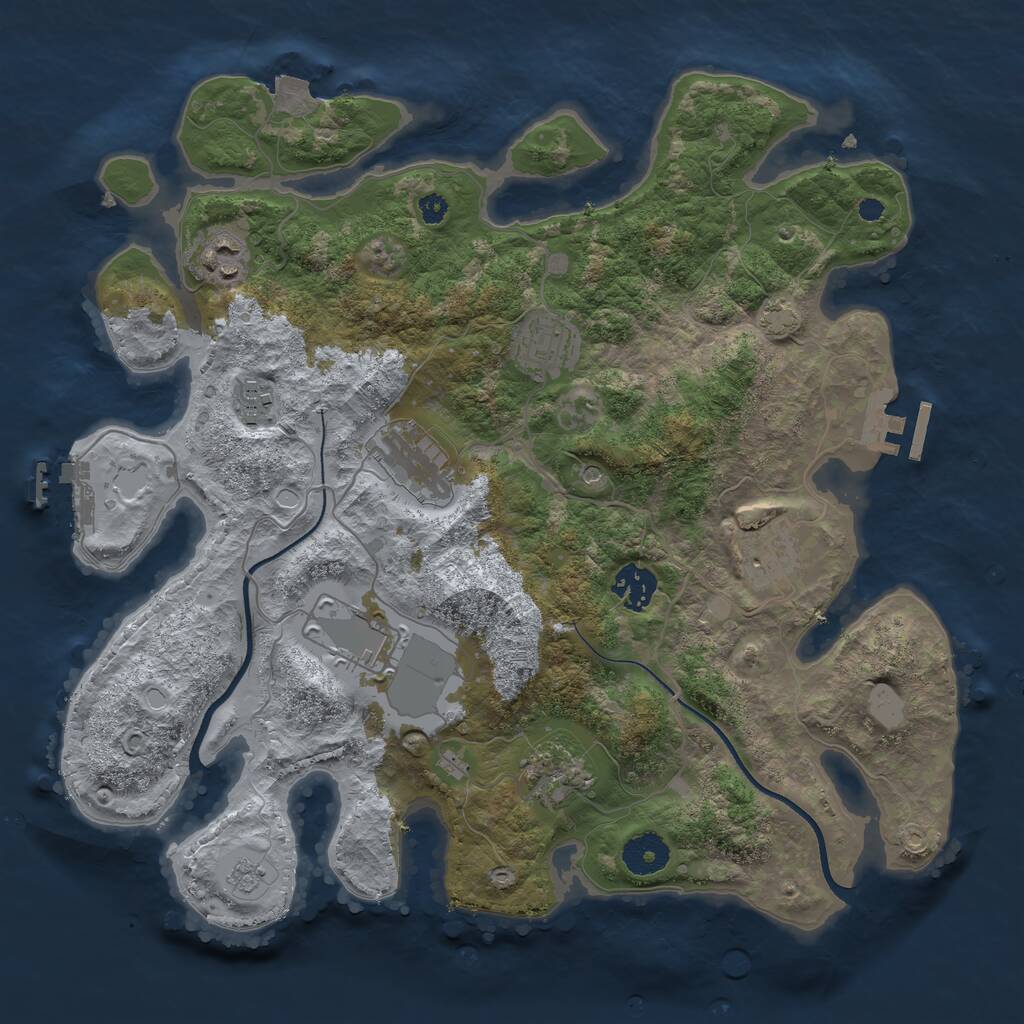 Rust Map: Procedural Map, Size: 3500, Seed: 776092709, 14 Monuments