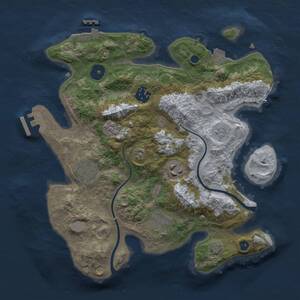 Thumbnail Rust Map: Procedural Map, Size: 3000, Seed: 1145184112, 11 Monuments