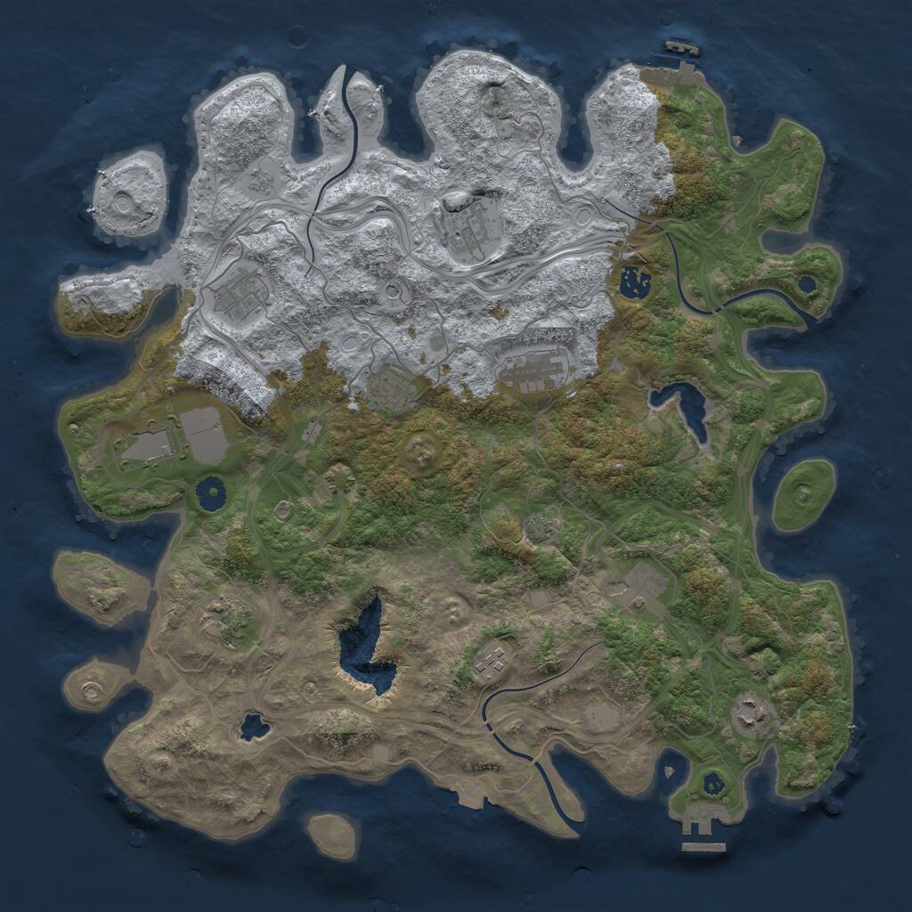 Rust Map: Procedural Map, Size: 4250, Seed: 597739550, 16 Monuments