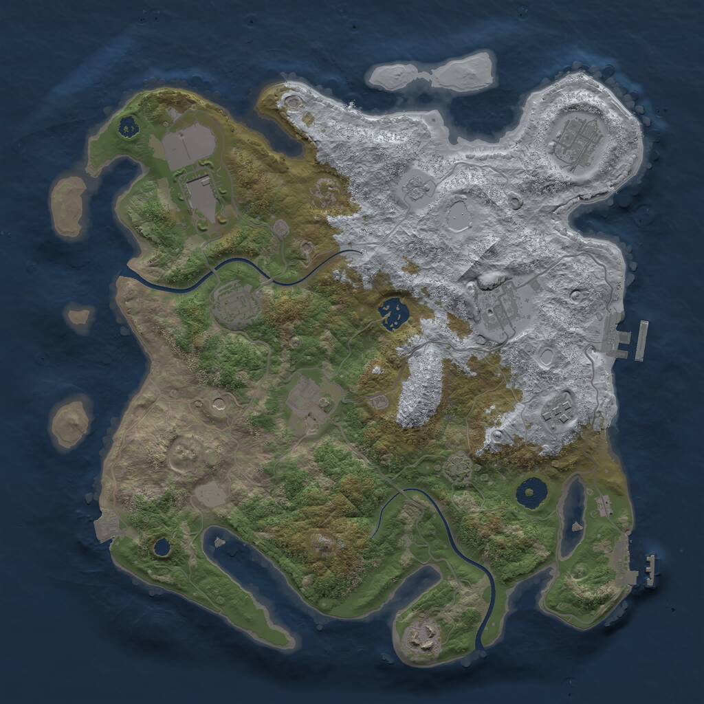 Rust Map: Procedural Map, Size: 3500, Seed: 403824358, 14 Monuments