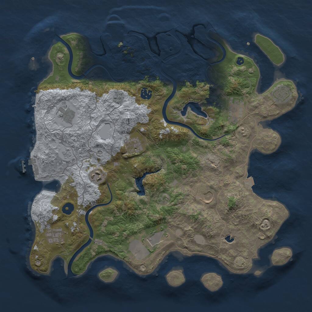 Rust Map: Procedural Map, Size: 4000, Seed: 1401694527, 16 Monuments