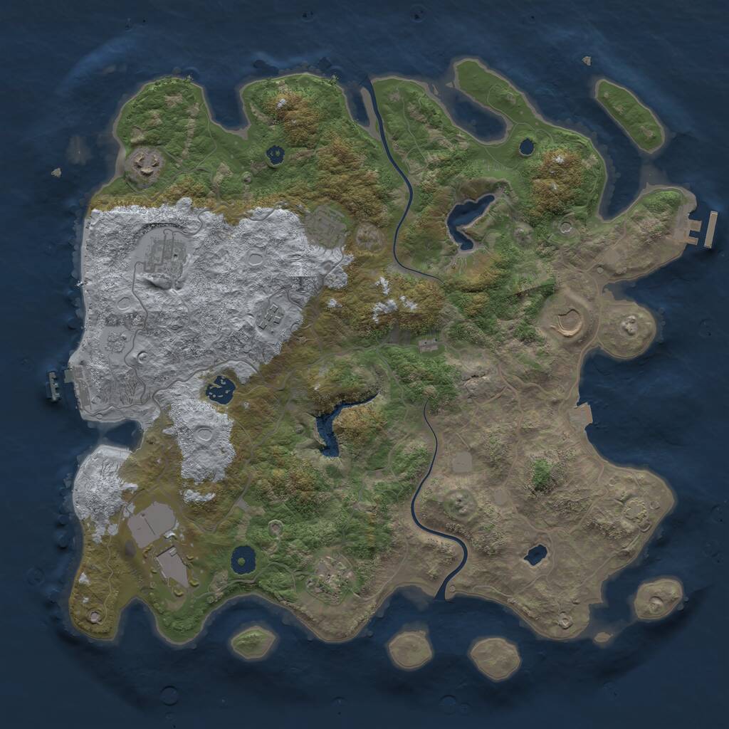 Rust Map: Procedural Map, Size: 4000, Seed: 1401694527, 14 Monuments