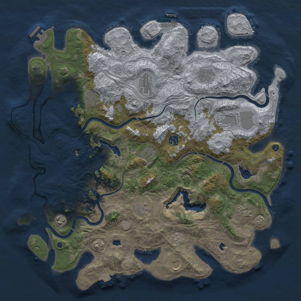 Rust Map: Procedural Map, Size: 4500, Seed: 1178908653, 17 Monuments