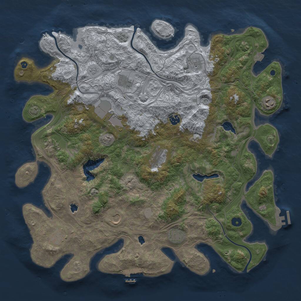 Rust Map: Procedural Map, Size: 4500, Seed: 1947721028, 17 Monuments