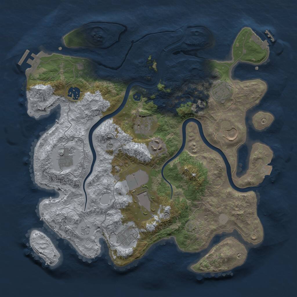 Rust Map: Procedural Map, Size: 3500, Seed: 657773567, 15 Monuments