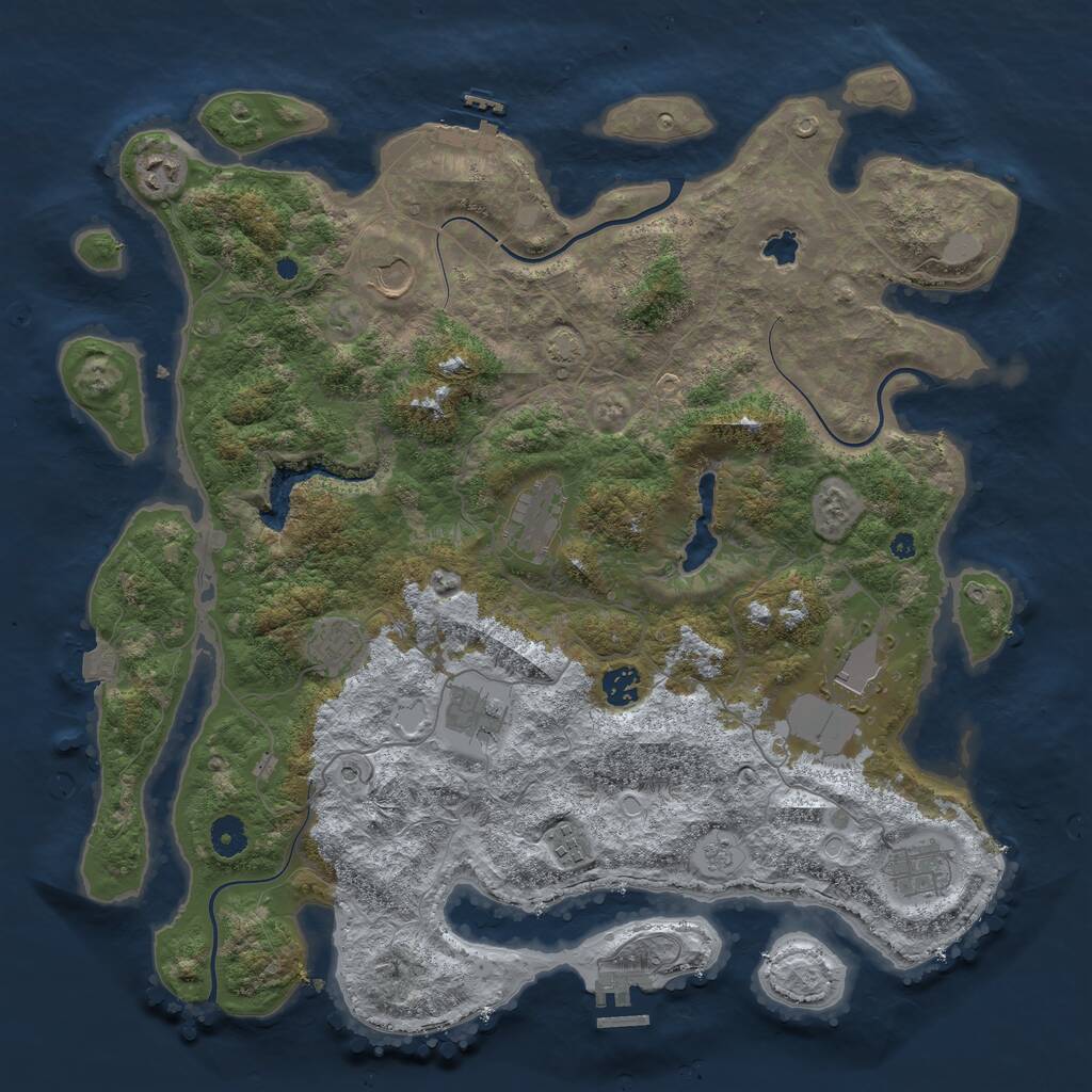 Rust Map: Procedural Map, Size: 4200, Seed: 1490511477, 15 Monuments