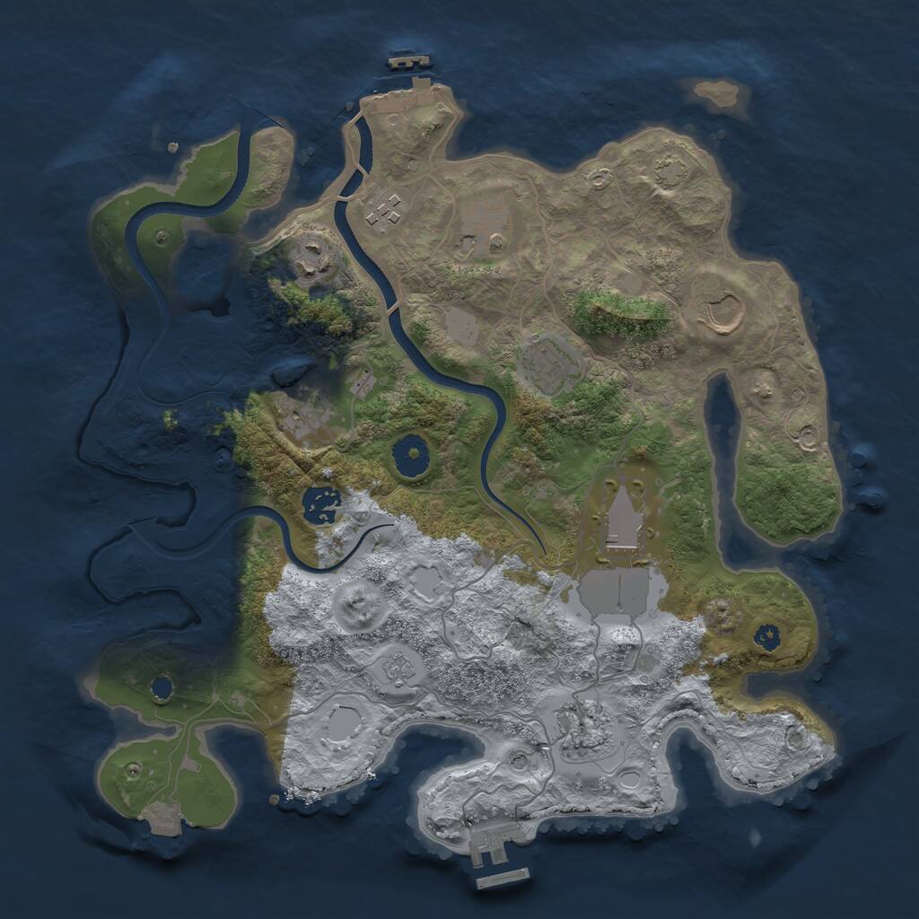 Rust Map: Procedural Map, Size: 3500, Seed: 1457530275, 15 Monuments