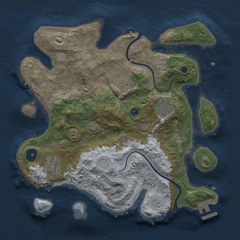 Rust Map: Procedural Map, Size: 3000, Seed: 1165820165, 9 Monuments