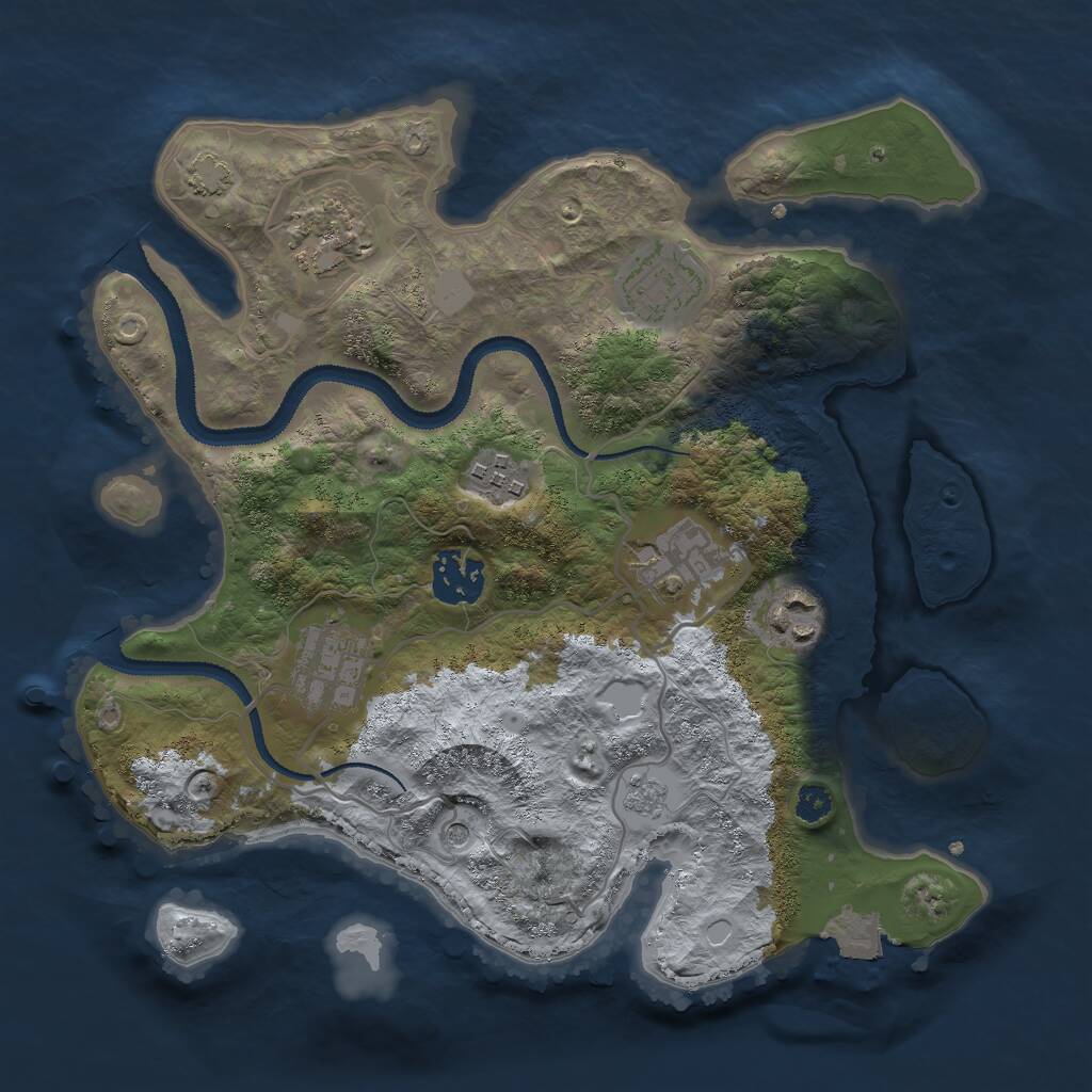 Rust Map: Procedural Map, Size: 3000, Seed: 1165820165, 11 Monuments