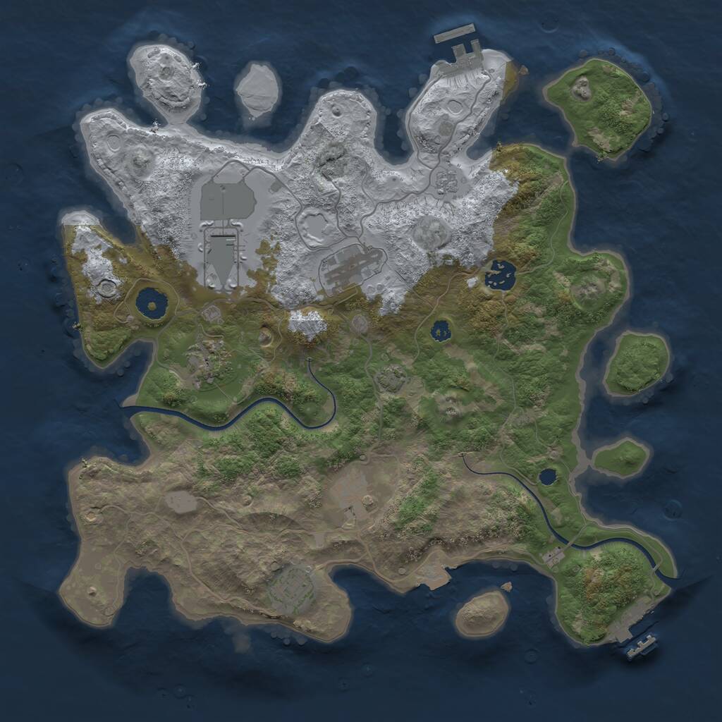 Rust Map: Procedural Map, Size: 3500, Seed: 1862039060, 11 Monuments